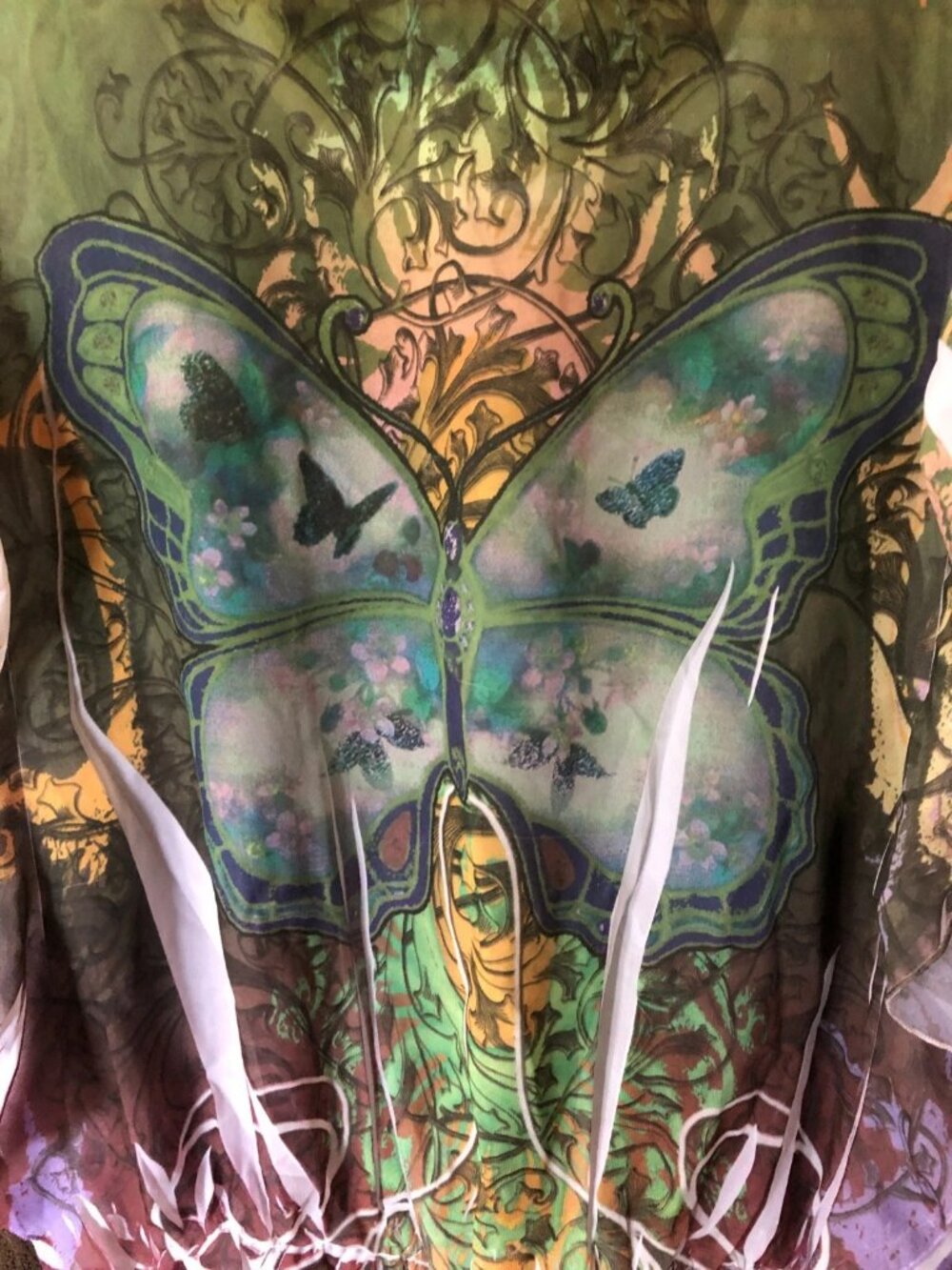 Simply Irresistible Womens Multicolor Butterfly Sheer Top Size Large